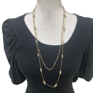 J. Crew/madewell set of 2 delicate Gold Multi color Crystal Station Necklaces